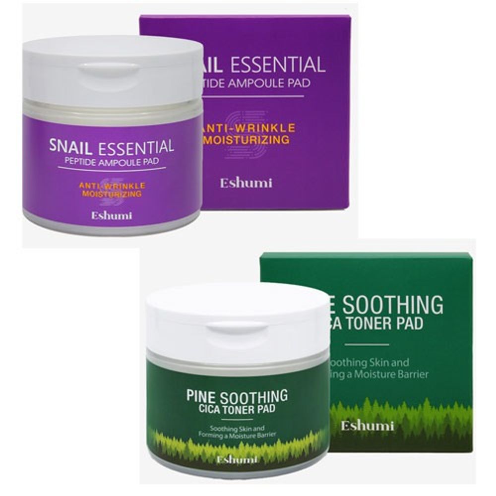 [ESHUMI] Snail Peptide & Pine Cica Toner Pads – Rapid Moisture Cooling, Wrinkle Care, Pine & Centella Extracts, Mucin-Powered - Made in Korea